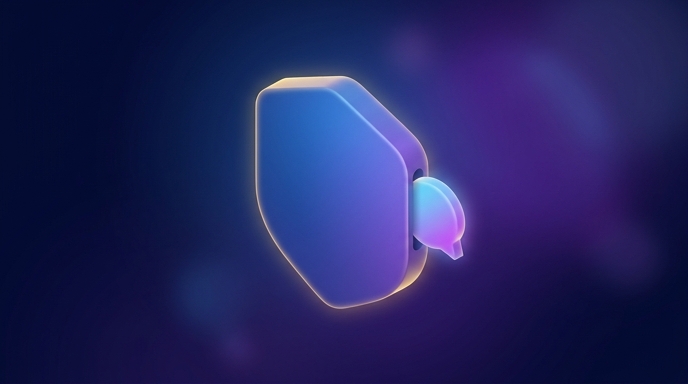 Abstract shield shape beside a comment bubble, representing compliance-protected YouTube comment replies for financial advisors