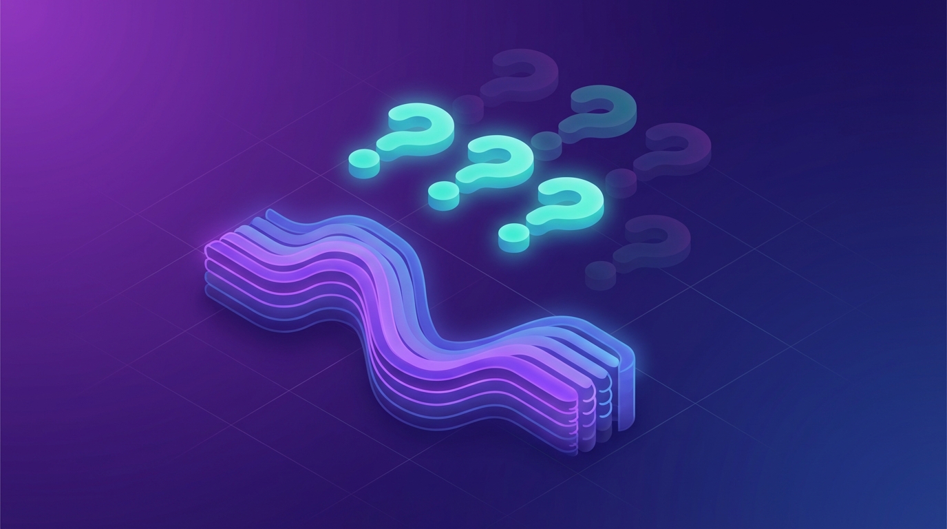 Abstract illustration representing unanswered questions in a comment stream