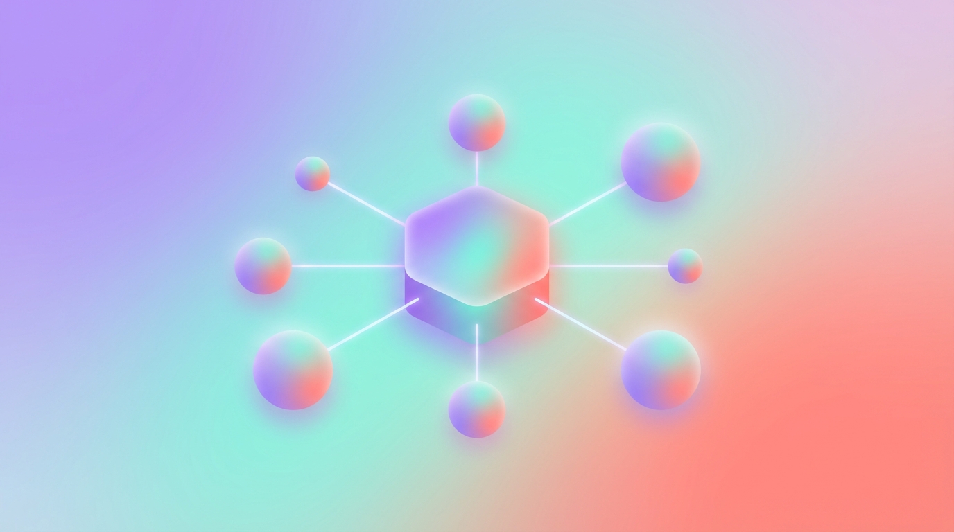 Abstract geometric network representing multi-channel YouTube comment automation for teams and agencies